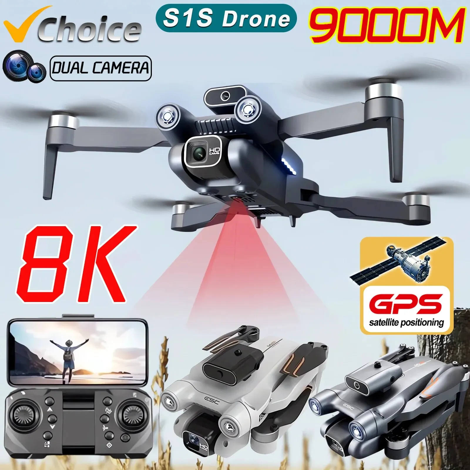 New S1S 5G GPS Drone Camera 8K - Drone Camera Hd ulasan dan harga